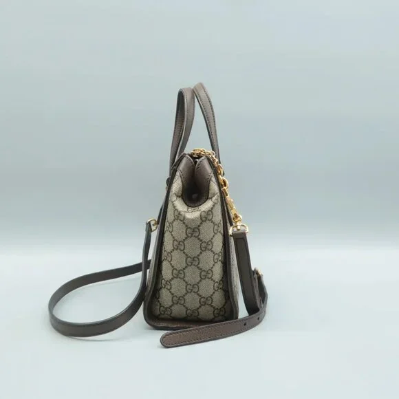 100% Authentic GUCCI Ophidia Top Handle Brown GG Canvas Satchel - Picture 4 of 12